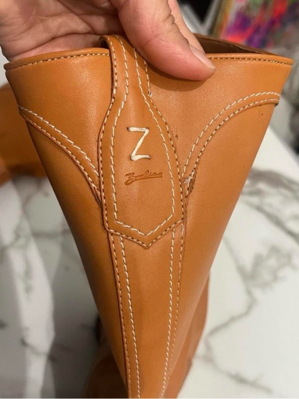 Zodiac Chestnut Brown Mid-Calf Western Heeled Boots - Picture 5 of 6